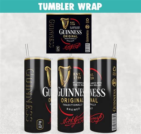 Guinness Original Beer Tumbler Wrap Templates 20oz Skinny PNG