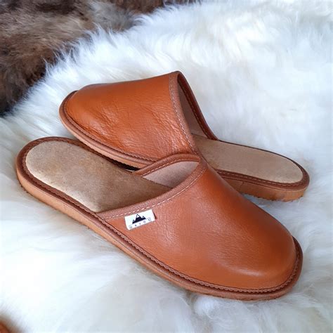 Mens Deluxe Handmade Mule Slippers Real Genuine Leather Etsy Uk