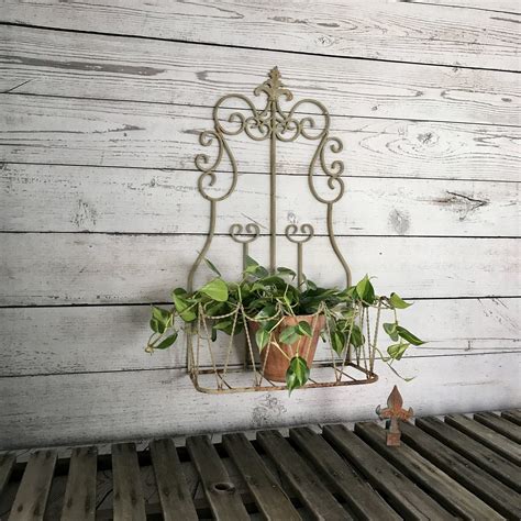 Reservedrusty Wrought Iron Wall Or Fence Plant Holder Iron Garden