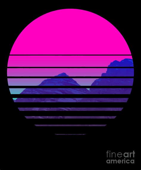T 500 108 Vaporwave Sunset Mountains Scenery Digital Art