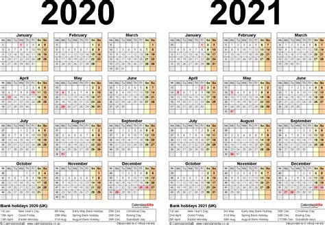 Pick 2 Year Calendar Template 2020 2021 Calendar Printables Free Blank