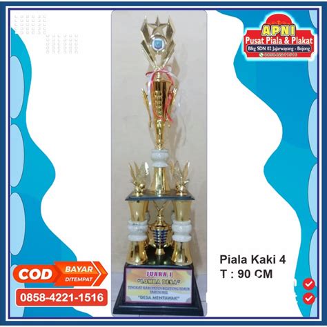 Jual Piala Bergilir Kaki 4 Sertifikat Trophy Lomba Juara 1 2 3 Set Free Desain Stiker Pita