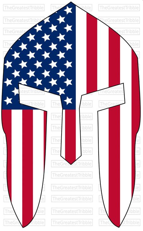 Spartan Helmet Front Usa Flag American Flag Svg Png  Vector Graphic