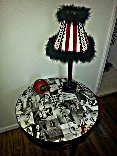 Print custom fabric, wallpaper, home decor items with spoonflower starting at $5. DIY Bettie Page Table | Rockabilly home decor, Rockabilly ...