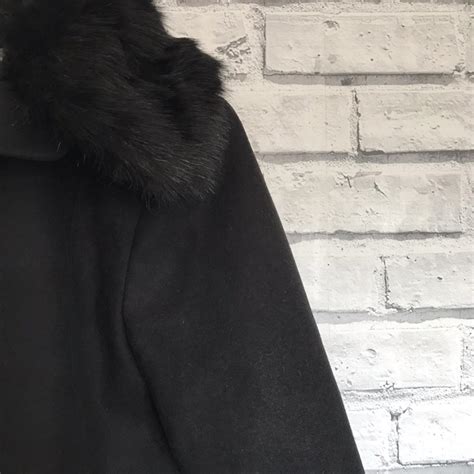 Oasis Black Coat Faux Fur Collared Worn A Few Depop