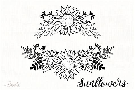 8079 Sunflower Svg Black And White Free Svg Png Eps Dxf File