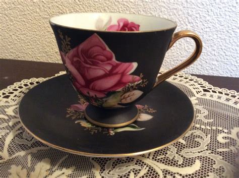 Beautiful cups and saucers flower decal used fine bone china english traditional style coffee cup european tea set. Norcrest Bone Fine China, Cup and Saucer, Black Gold China ...