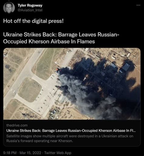 Tyler Rogoway Hot Off The Digital Press Ukraine Strikes Back Barrage Leaves Russian Occupied