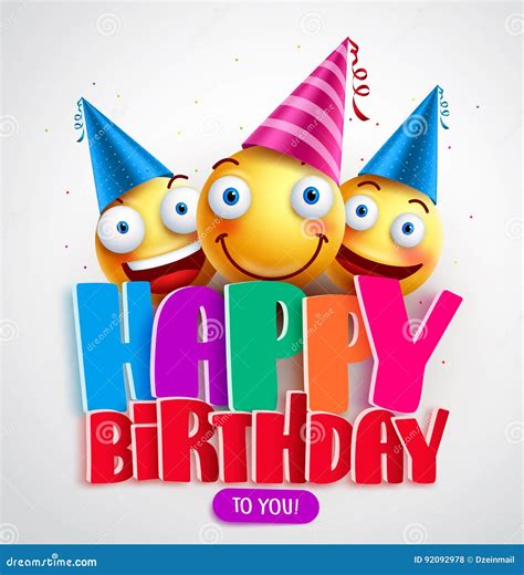 Happy Birthday To You Vector Banner Design With Funny Smileys Wearing