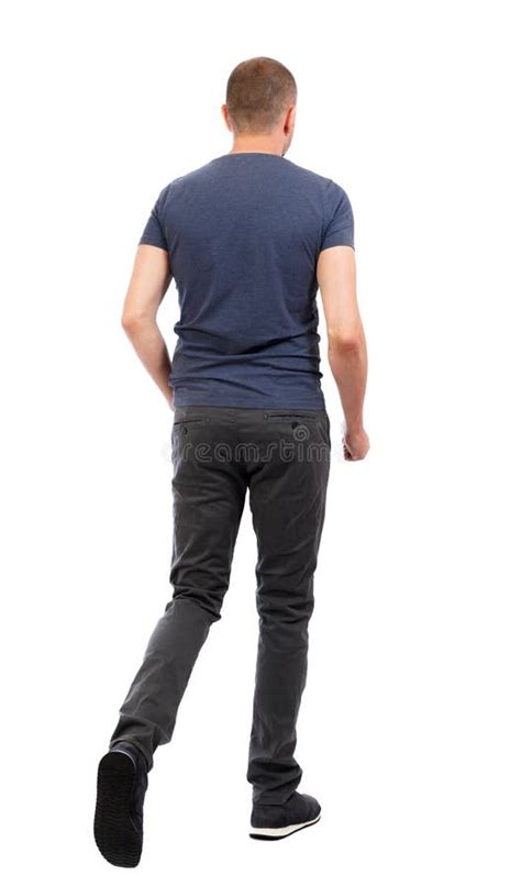 Back View Of Going Handsome Man Walking Young Guy Stock Image Image