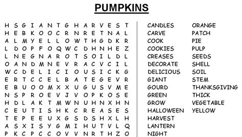15 Best Images Of Pumpkin Word Search Worksheet Large