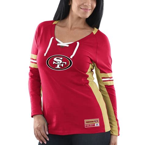 women s san francisco 49ers majestic scarlet winning style long sleeve t shirt