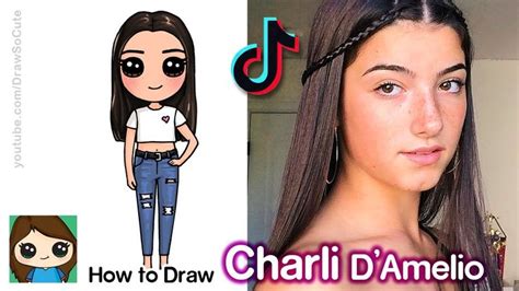 How To Draw Charli Damelio Tik Tok Star Youtube In 2020