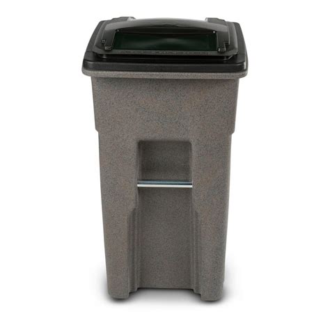 Toter 32 Gal Wheeled Graystone Trash Can 25532 R1129 The Home Depot