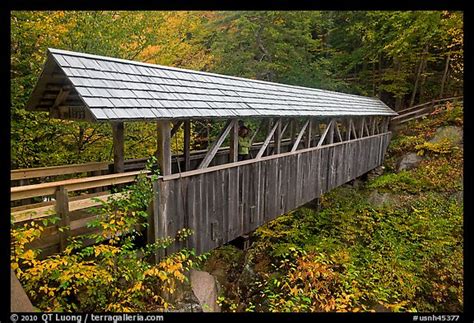 Picturephoto Wooden Covered Bridge In The Fall Franconia Notch State