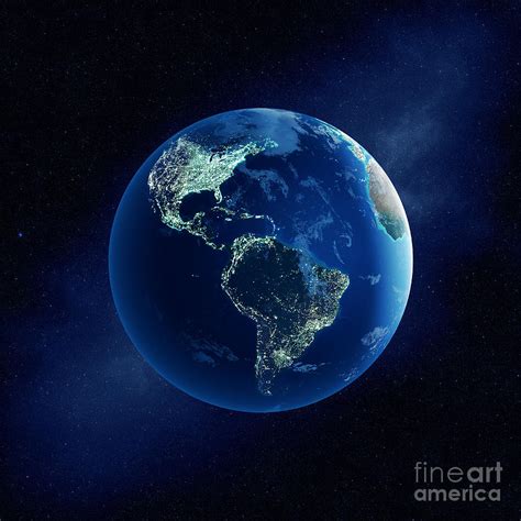 Earth With City Lights America Photograph By Mari Swanepoel Fine Art