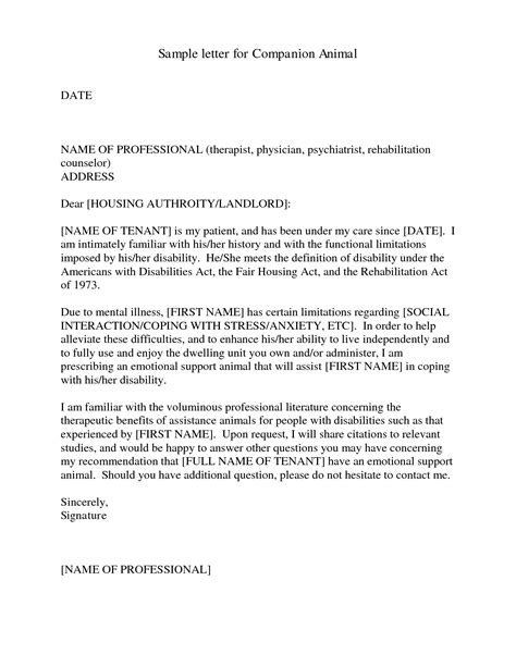 Founder of emotional support animal assisted therapy. Sample Letter Emotional Support Animal | Emotional support dog, Emotional support animal ...