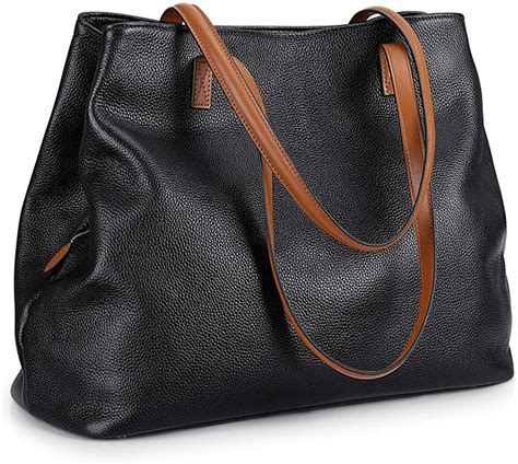 S Zone Leather Tote Bag For Women With Zipper Soft Genuine Leather