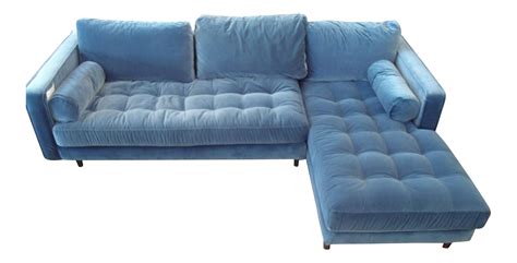 Pacific Blue Velvet Sectional Sofa Chairish
