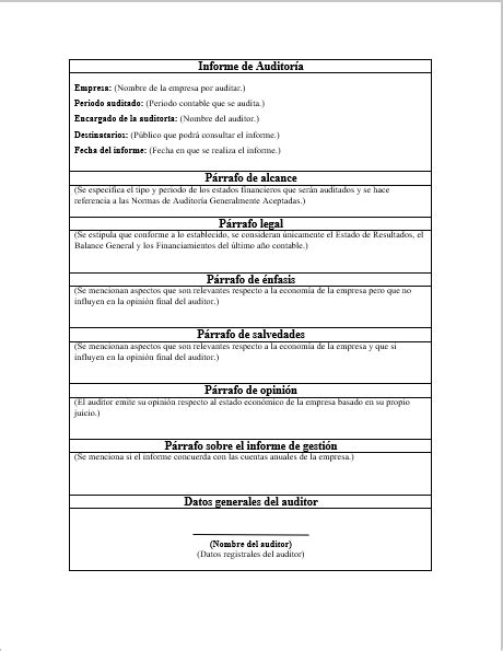 Informe De Auditoría Ejemplos Formatos Word Excel