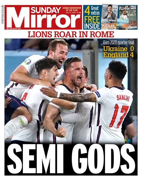 sunday mirror front page 4th of july 2021 tomorrow s papers today