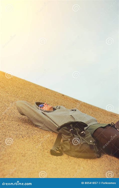 Man Resting In The Desert Stock Image Image Of Sand 80541857