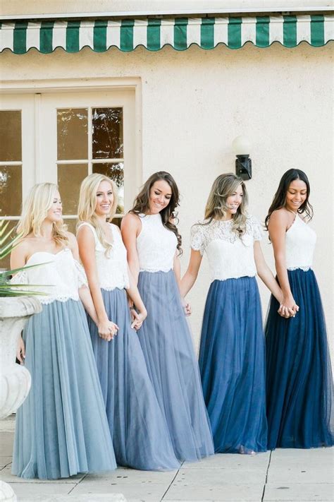 Wedding Dusty Muted Blue Mix And Match Blues Bridesmaids Bridesmaid
