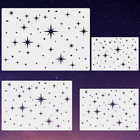 4 Pack Twinkle Star Stencil 4 Sizes Star Shaped Painting Template