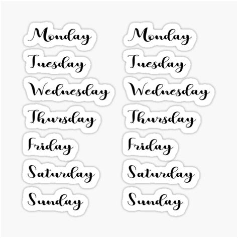 Weekdays Stickers For Plannerbullet Journal Sticker For Sale By