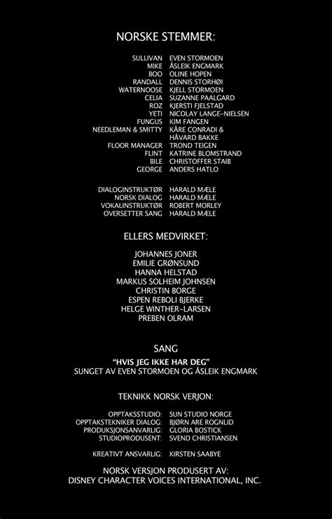Image - Monsters Inc Norwegian Credits.png | Anime Voice-Over Wiki ...