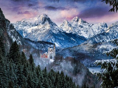 Neuschwanstein Castle Wallpaper 4k Winter Mountains
