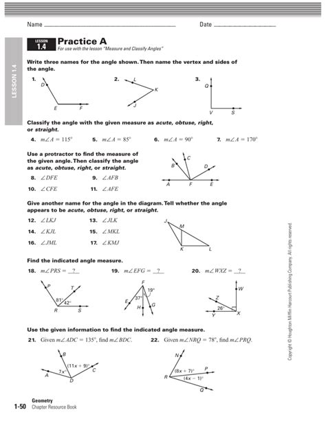 Worksheet Measuring And Classifing Angles