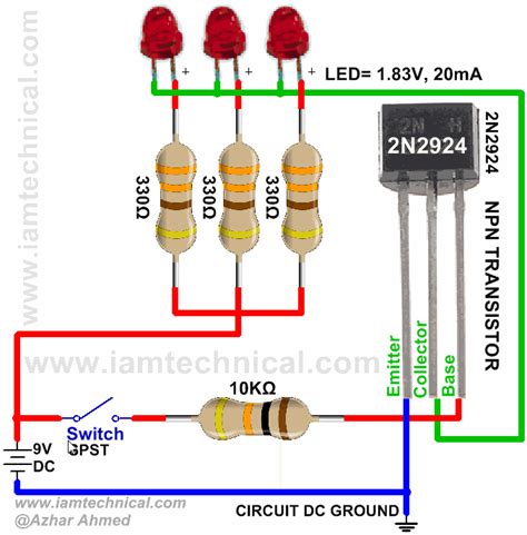 Create electronic circuit diagrams online in your browser with the circuit diagram web editor. NPN Transistor 2N2924 as a Switch | IamTechnical.com ...