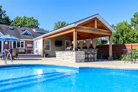 Pool Side Outdoor Room Pool Houses Building Companies Outdoor Rooms