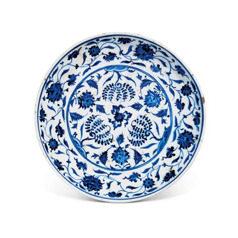A Rimless Iznik Pottery Dish Ottoman Turkey Circa Alain R Truong
