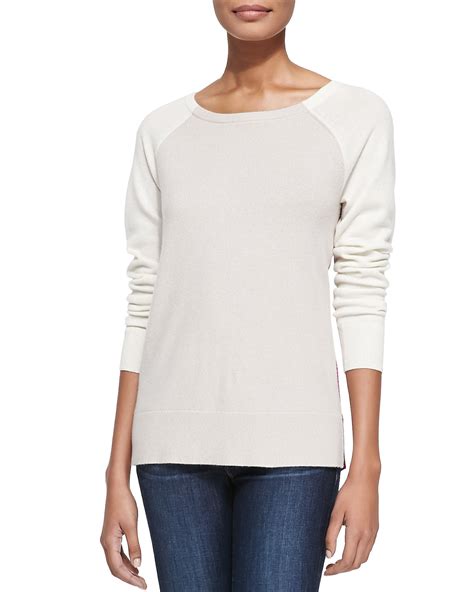 Neiman Marcus Cashmere Collection Colorblock Cashmere Sweater
