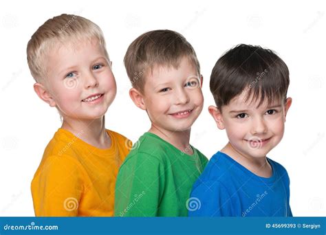 Three Happy Little Boys Stock Image Image Of Pleasure 45699393