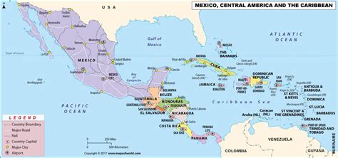 Map Of Mexico Central America And The Caribbean
