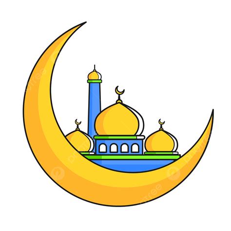 Gambar Masjid Dan Bulan Untuk Elemen Ramadhan Ramadan Bulan Mesjid
