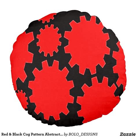 red-black-cog-pattern-abstract-round-pillow-zazzle-com-with-images-round-pillow,-round