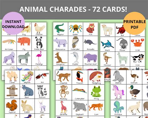 Birthday Party Game Animal Charades Game For Kids Dramatic Etsy Uk