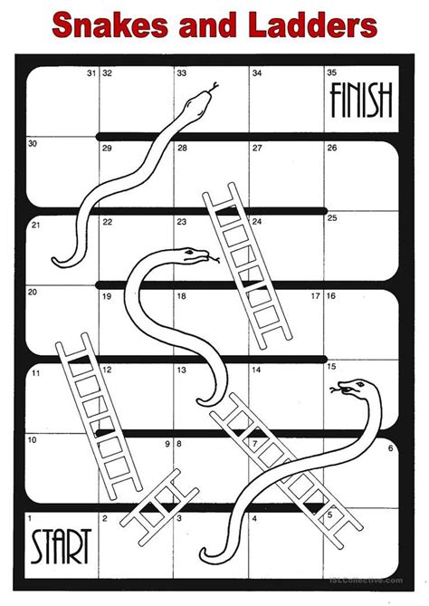 Printable Blank Snakes And Ladders Board Game Template