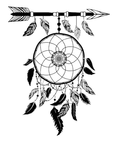 Premium Vector Dream Catcher With Arrow And Feathers Hand Drawn Vector