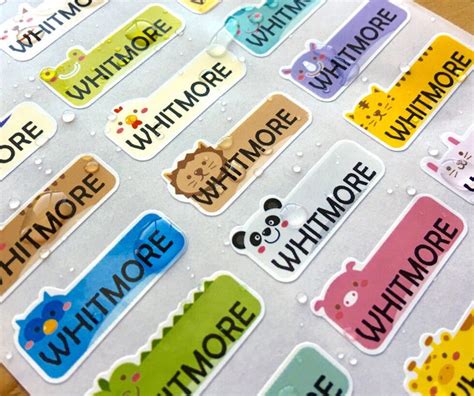 Cute Animal Small Waterproof Name Stickers Daycare Labels School Labels