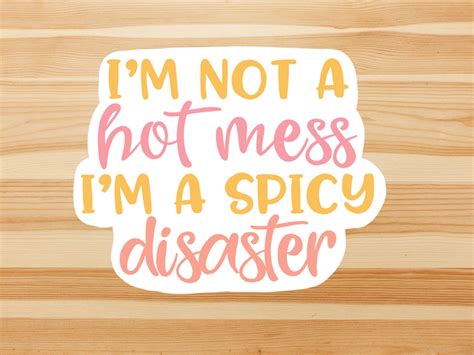 Im Not A Hot Mess Im A Spicy Disaster Vinyl Sticker Laptop Etsy