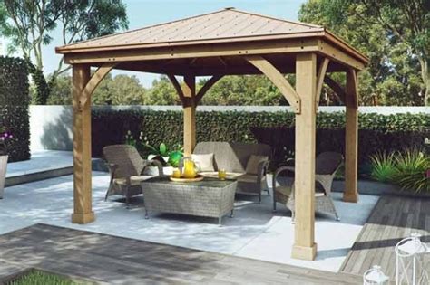 Cedar wood shingles and shake are resistant to very strong winds and are also extremely durable in snowstorms, hail storms, heavy rains, and even hurricanes. Cedar Wood Gazebo With Aluminum Roof 12x12 - Pergola ...