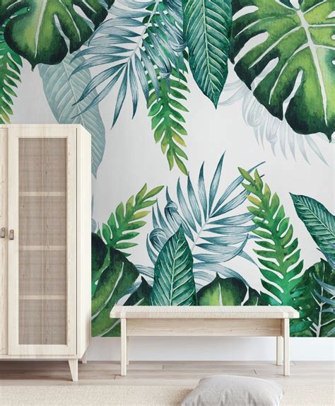 Tropical Palm Leaf Wallpaper Mural Palm Leaf Wallpaper Wall Painting