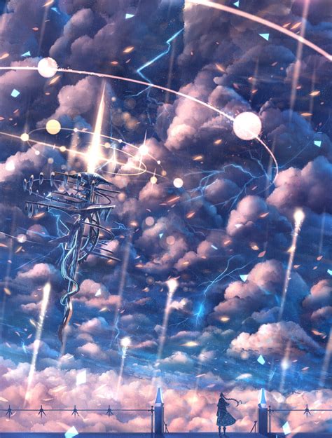 Wallpaper Sunlight Anime Girls Reflection Sky Rain Clouds