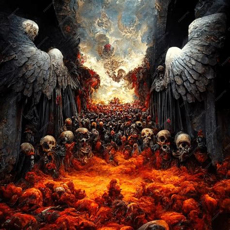 Premium Ai Image Heaven And Hell Collapse Crowd Crown Skeleton Death