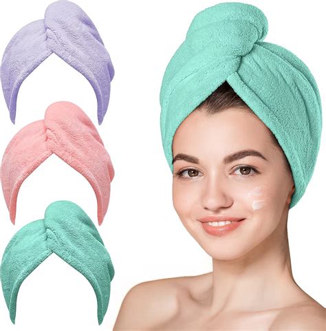 Hicober Microfiber Hair Towel 3 Packs Turbans For Wet Hair
